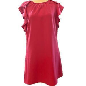 Duffield Lane Ruffle Sleeve Lined Midi Dress Raspberry Pink Size XS